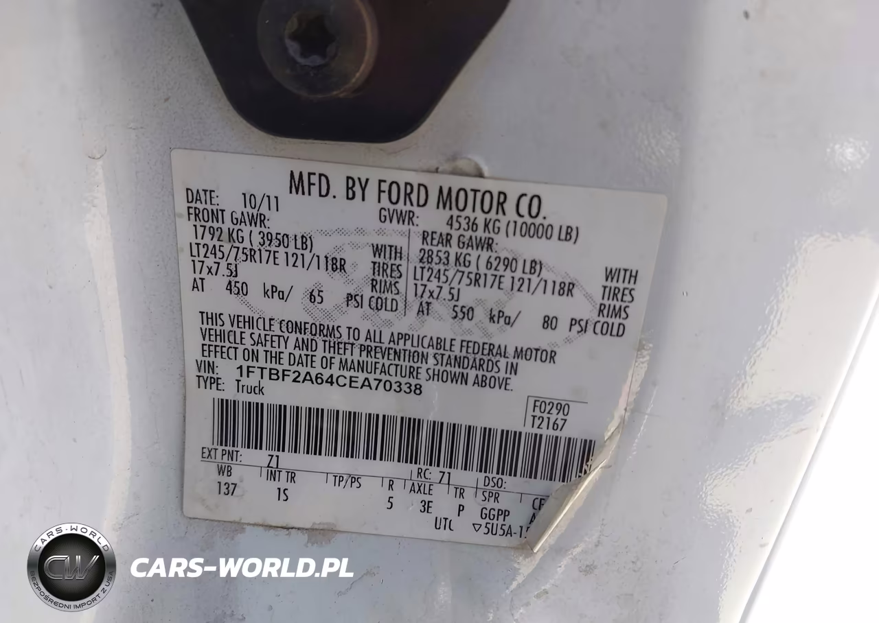2012 Ford Super Duty F-250 Srw Xl VIN:1FTBF2A64CEA70338 - 9