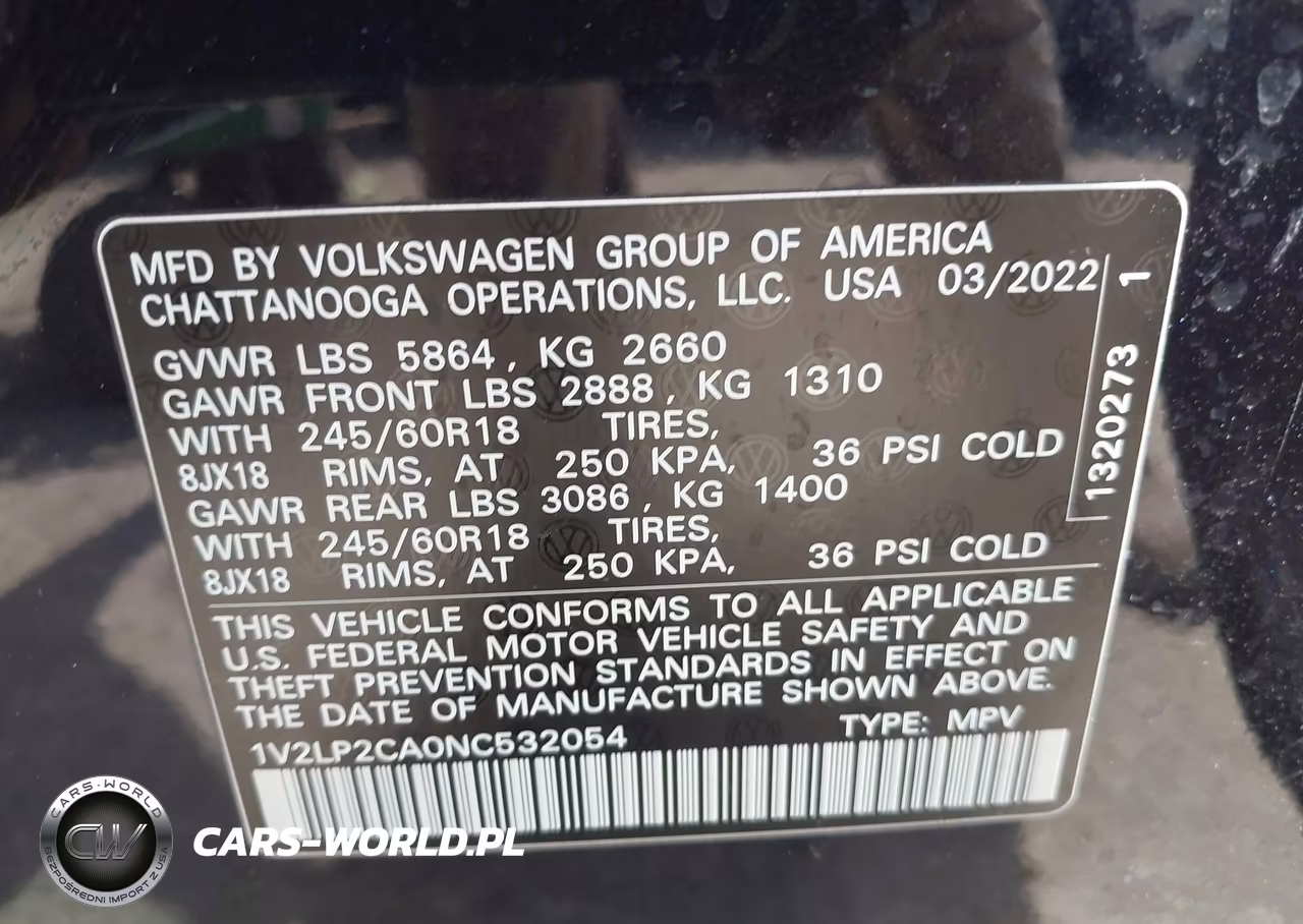2022 Volkswagen Atlas 2.0T Se VIN:1V2LP2CA0NC532054 - 9