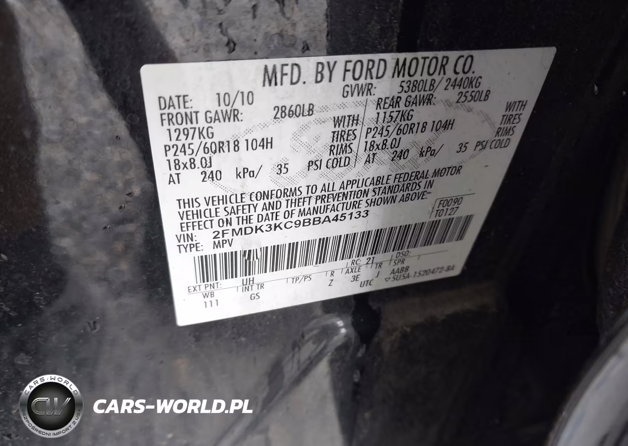 2011 Ford Edge Limited VIN:2FMDK3KC9BBA45133 - 9