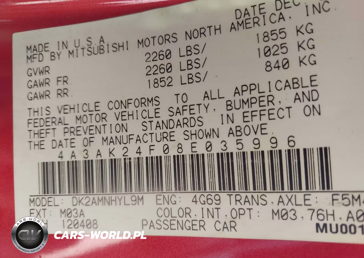 2008 Mitsubishi Eclipse Gs VIN:4A3AK24F08E035996 - 9