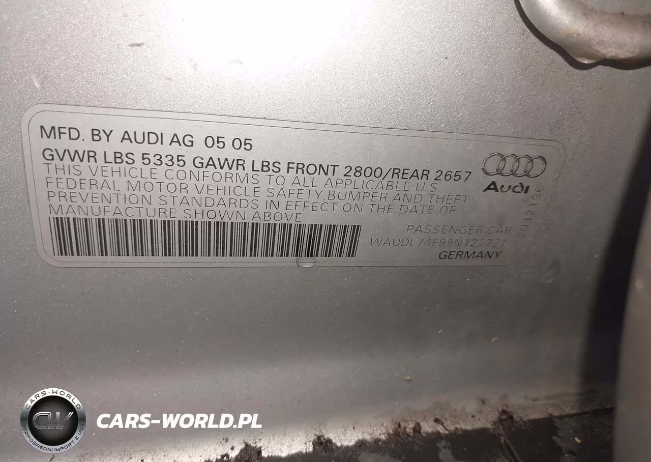 2005 Audi A6 4.2 VIN:WAUDL74F95N122721 - 9