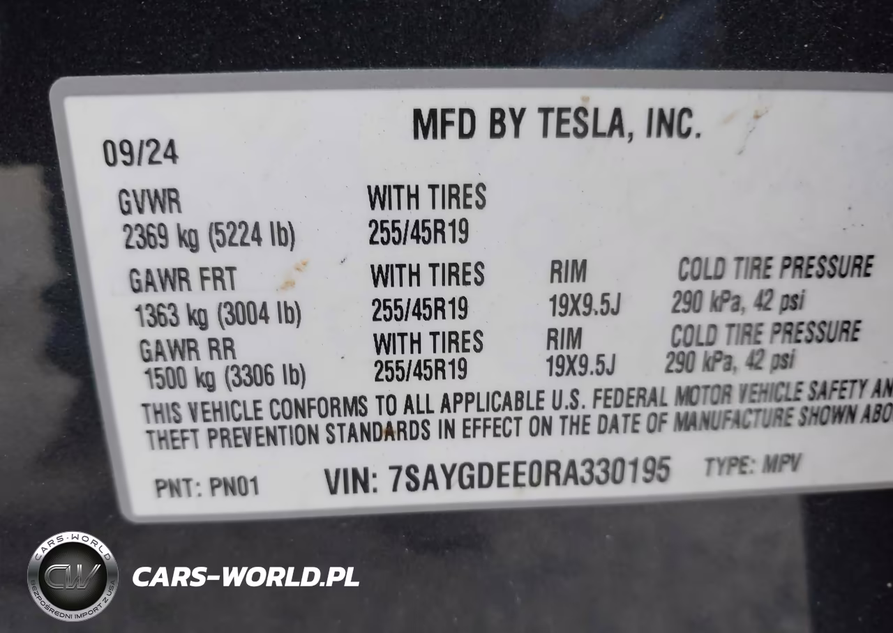 2024 Tesla Model Y Long Range Dual Motor All-Wheel Drive VIN:7SAYGDEE0RA330195 - 9