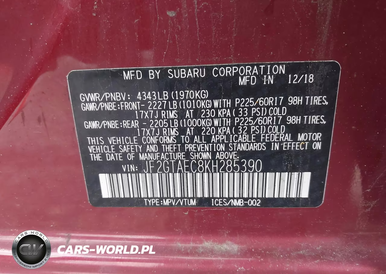 2019 Subaru Crosstrek 2.0I Premium VIN:JF2GTAEC8KH285390 - 9