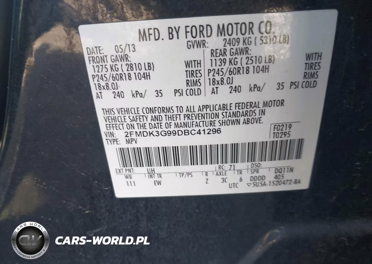 2013 Ford Edge Se VIN:2FMDK3G99DBC41296 - 9