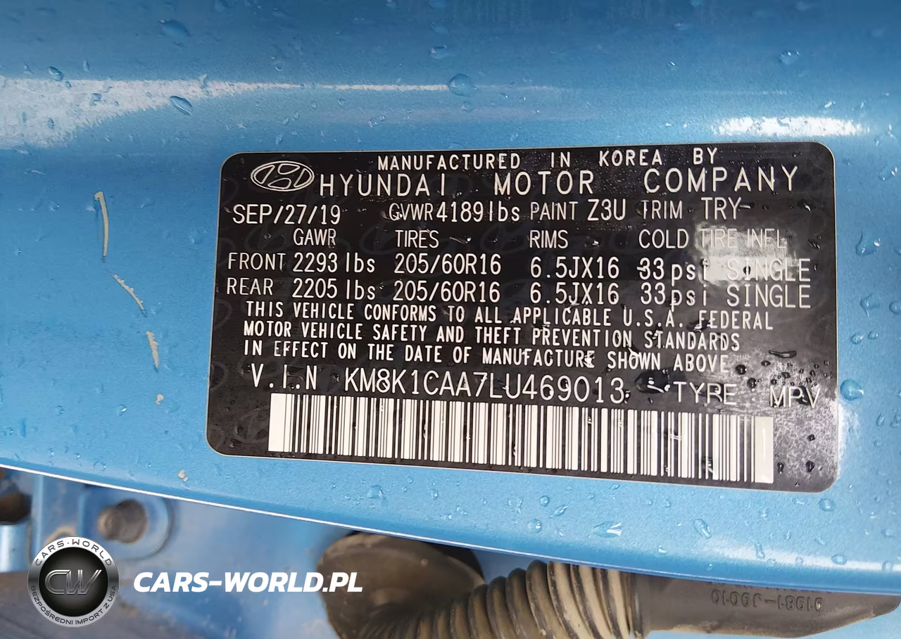 2020 Hyundai Kona Se VIN:KM8K1CAA7LU469013 - 9