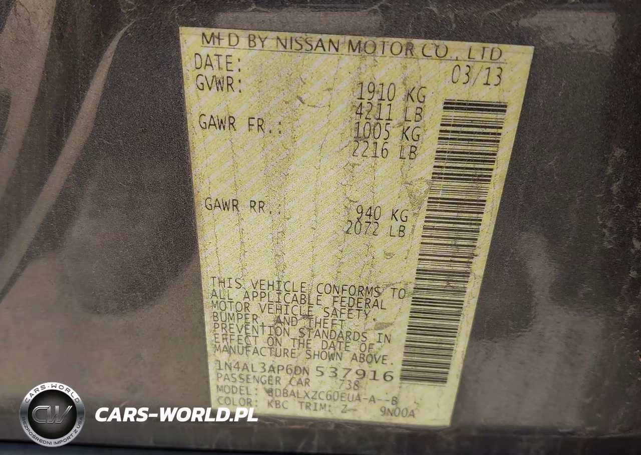 2013 Nissan Altima 2.5 Sl VIN:1N4AL3AP6DN537916 - 9