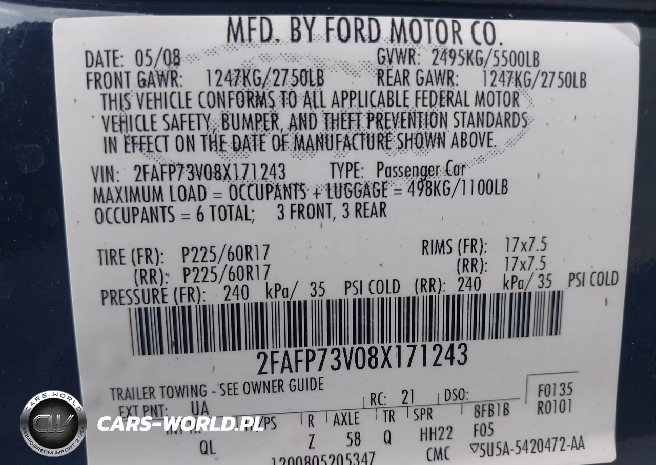 2008 Ford Crown Victoria Standard VIN:2FAFP73V08X171243 - 9