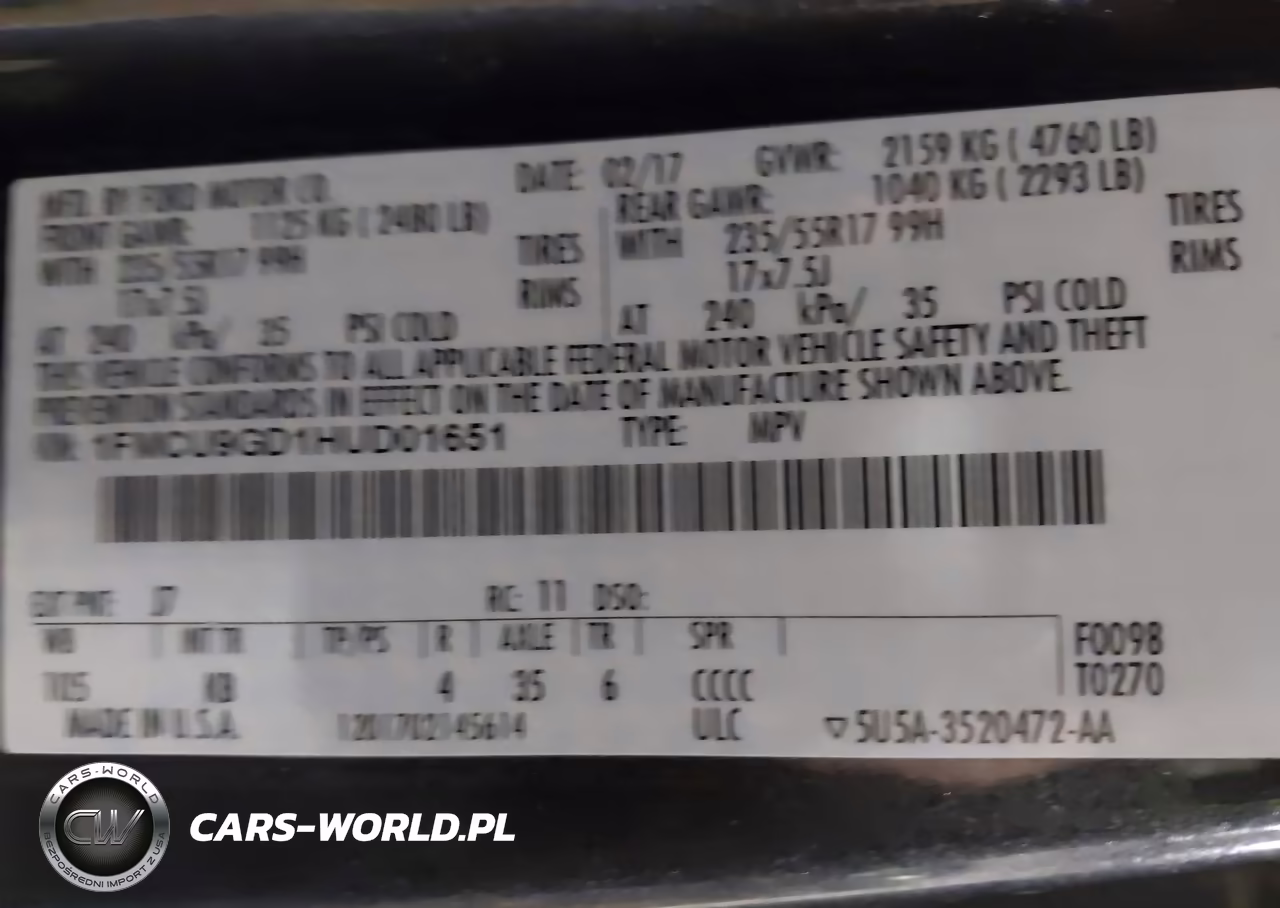 2017 Ford Escape Se VIN:1FMCU9GD1HUD01651 - 9