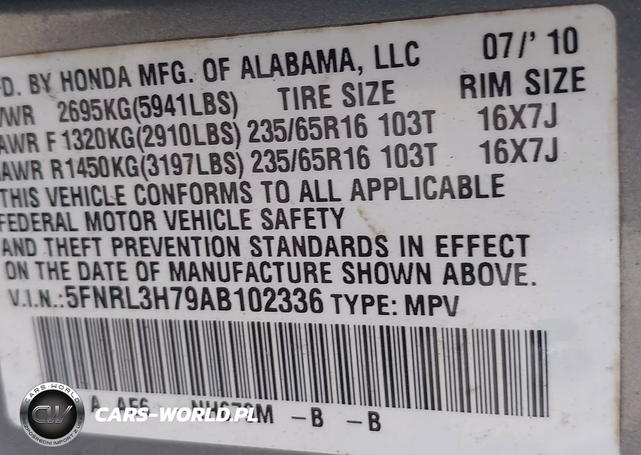 2010 Honda Odyssey Ex-L VIN:5FNRL3H79AB102336 - 9
