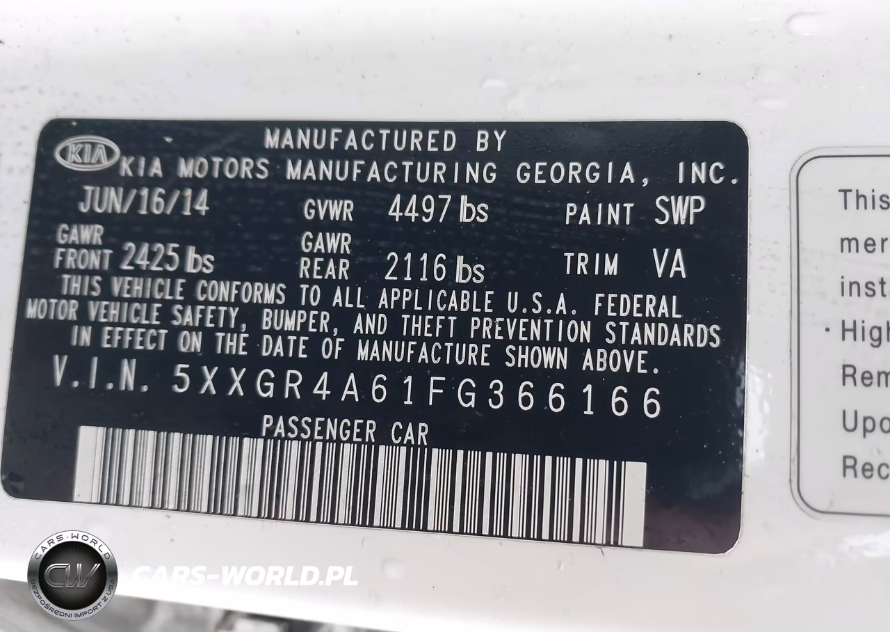 2015 Kia Optima Sx Turbo VIN:5XXGR4A61FG366166 - 9