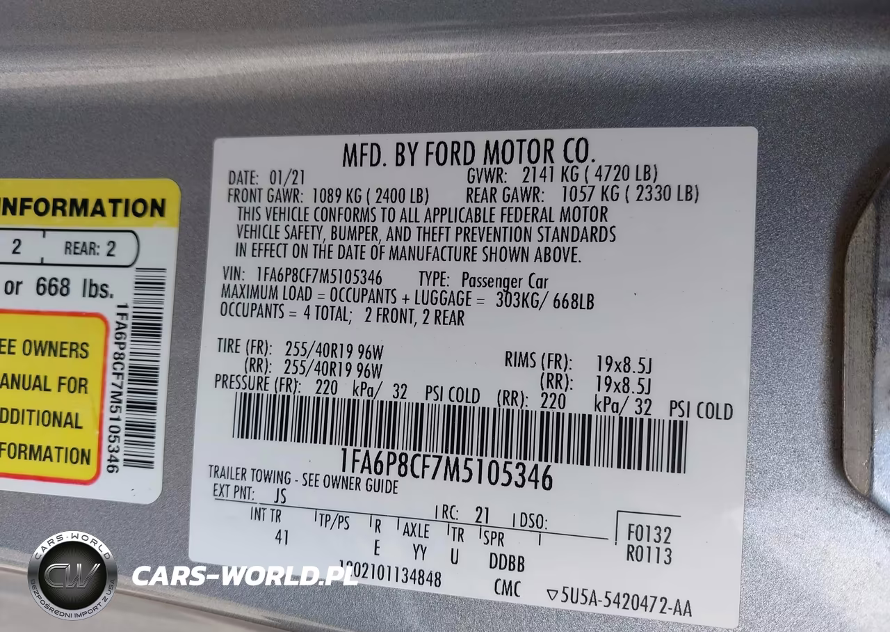 2021 Ford Mustang Gt Premium Fastback VIN:1FA6P8CF7M5105346 - 9