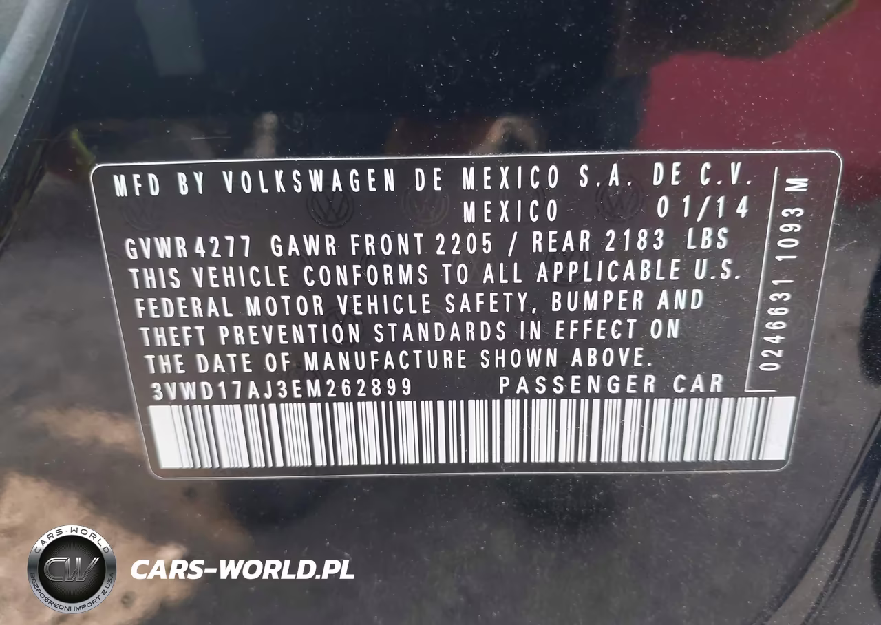 2014 Volkswagen Jetta 1.8T Se VIN:3VWD17AJ3EM262899 - 9