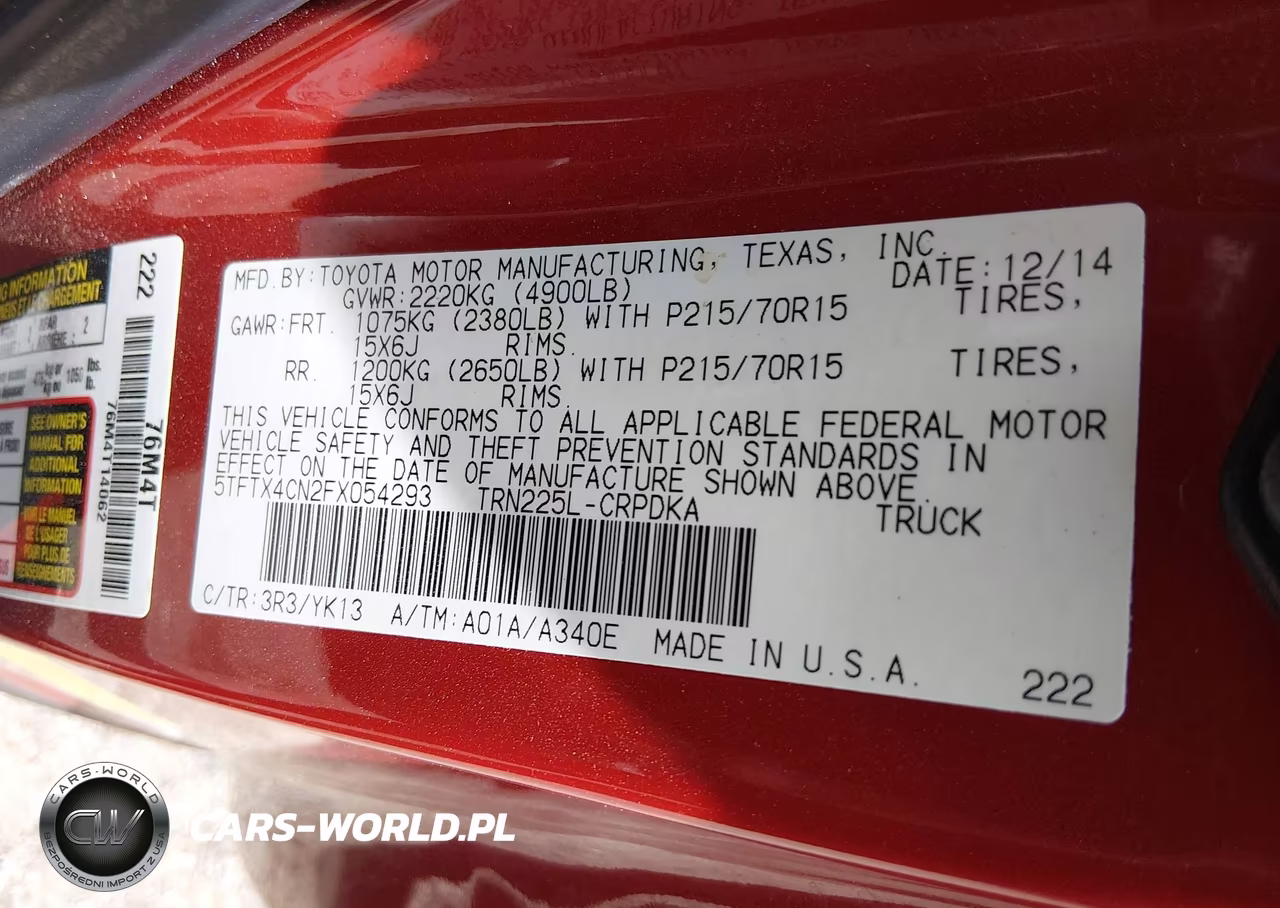 2015 Toyota Tacoma VIN:5TFTX4CN2FX054293 - 9