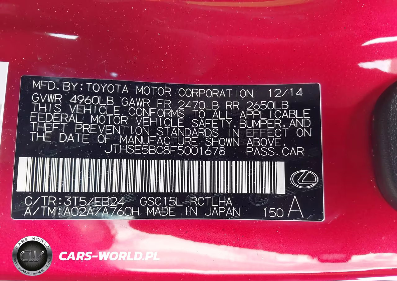 2015 Lexus Rc 350 VIN:JTHSE5BC8F5001678 - 9