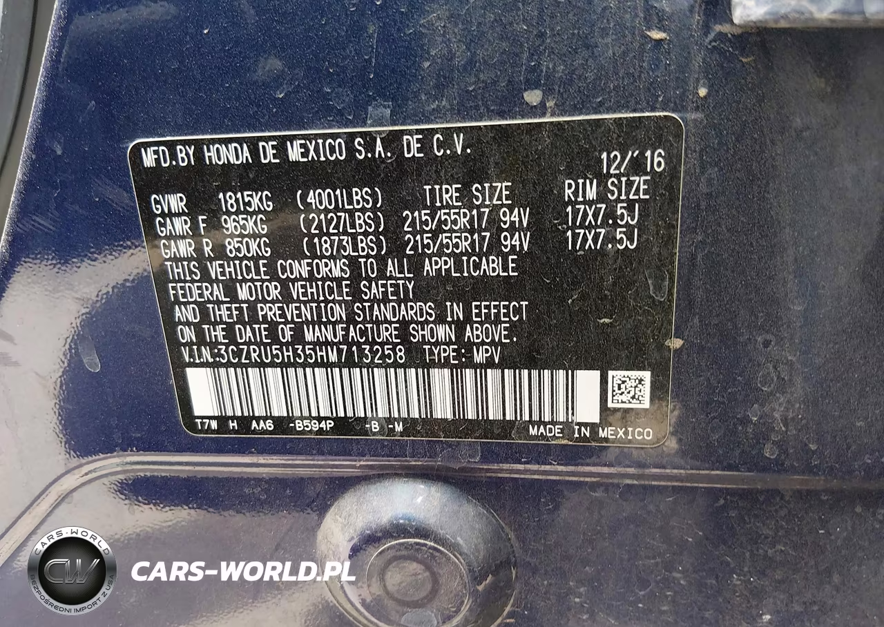 2017 Honda Hr-V Lx VIN:3CZRU5H35HM713258 - 9