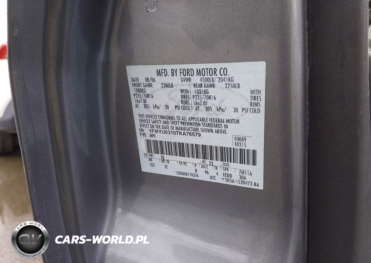 2007 Ford Escape Xlt-Xlt Sport VIN:1FMYU03107KA76579 - 9