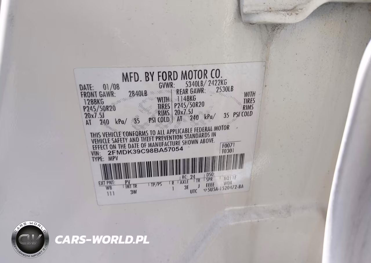 2008 Ford Edge Limited VIN:2FMDK39C98BA57054 - 9