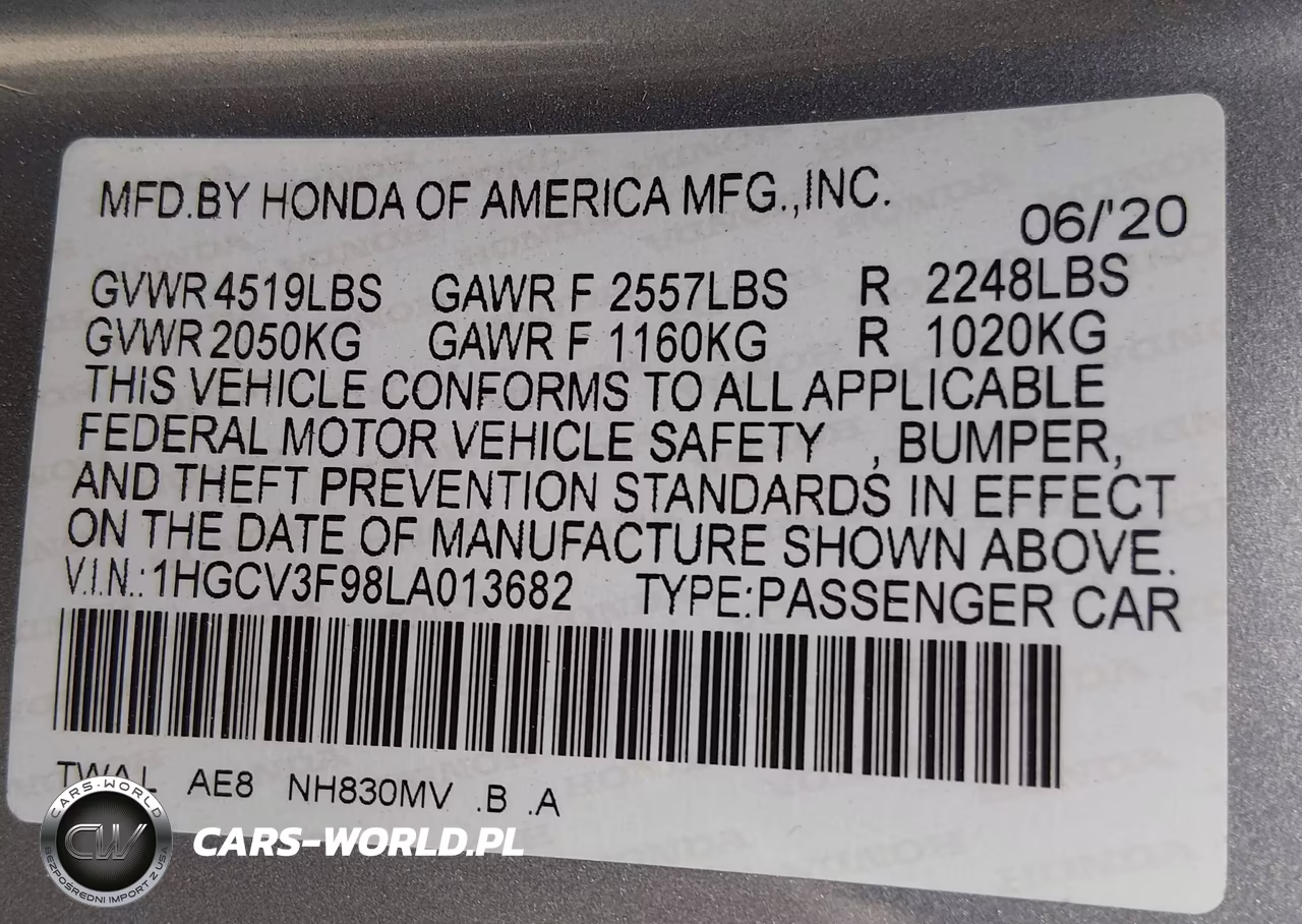 2020 Honda Accord Hybrid Touring VIN:1HGCV3F98LA013682 - 9