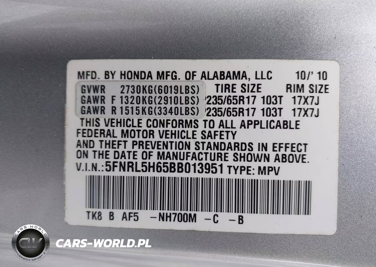 2011 Honda Odyssey Ex-L VIN:5FNRL5H65BB013951 - 9