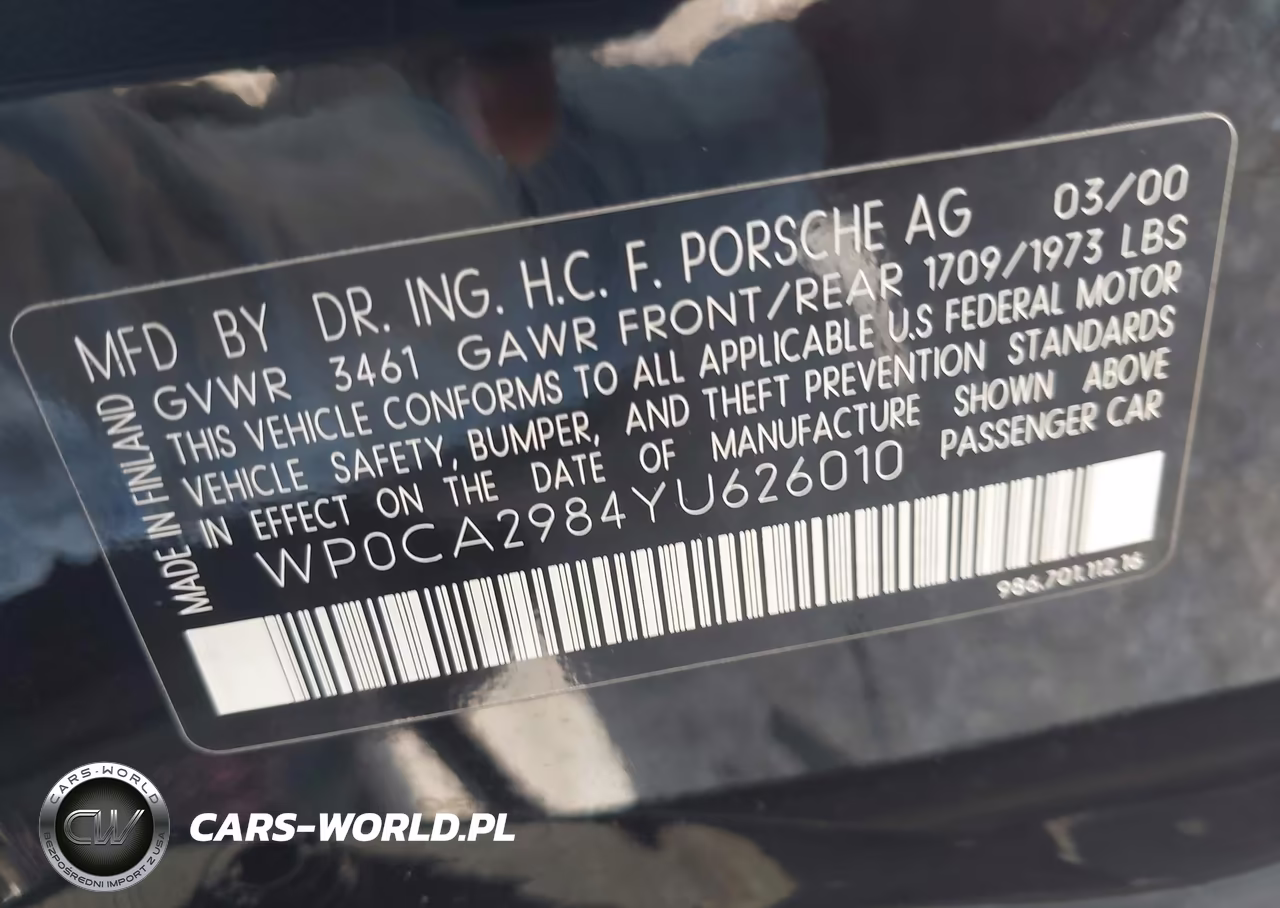 2000 Porsche Boxster VIN:WP0CA2984YU626010 - 9