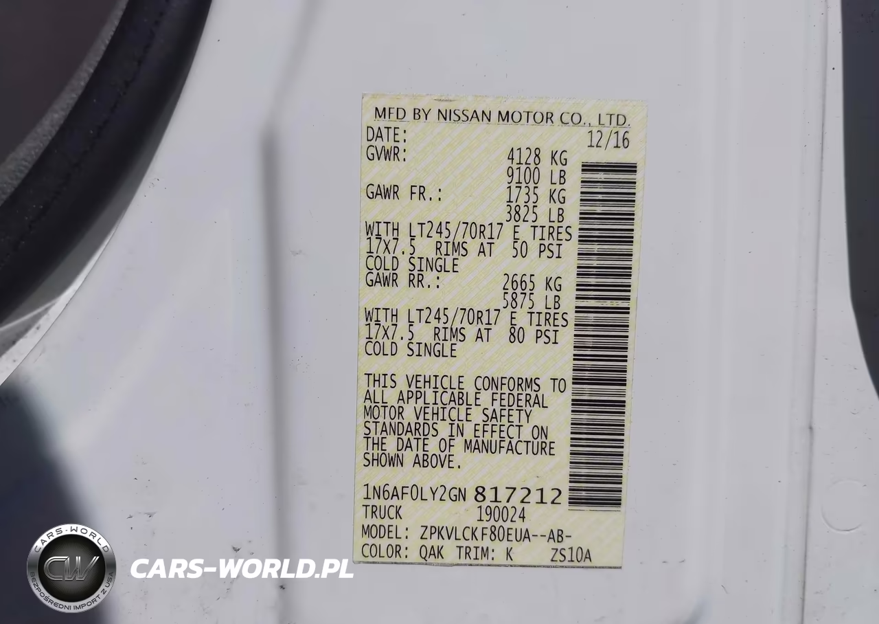 2016 Nissan Nv Cargo Nv2500 Hd S V8 VIN:1N6AF0LY2GN817212 - 9