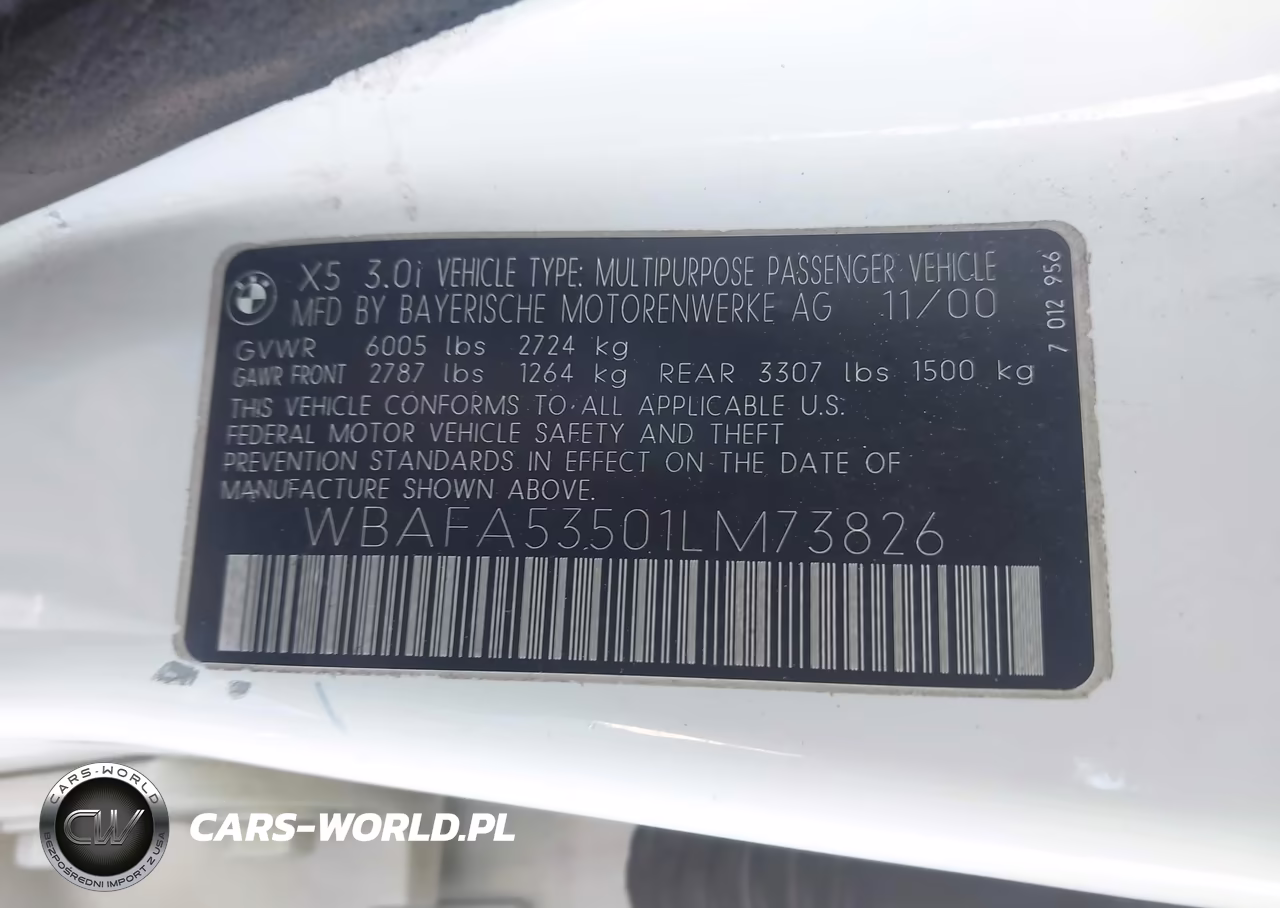 2001 BMW X5 3.0 VIN:WBAFA53501LM73826 - 9