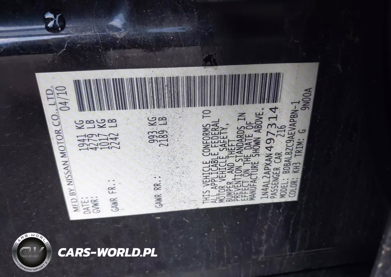 2010 Nissan Altima 2.5 S VIN:1N4AL2APXAN497314 - 9