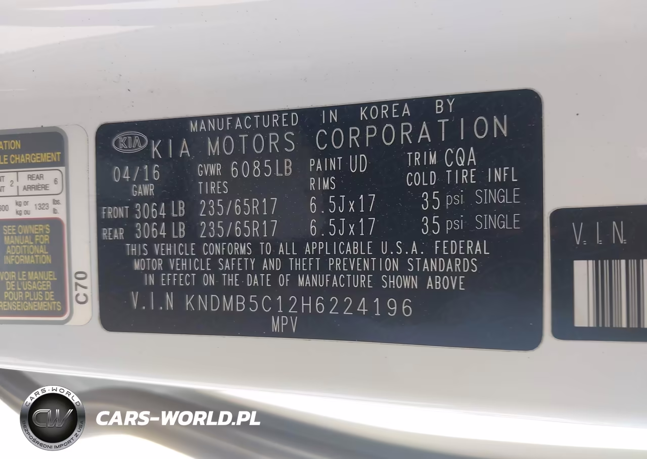 2017 Kia Sedona Lx VIN:KNDMB5C12H6224196 - 9