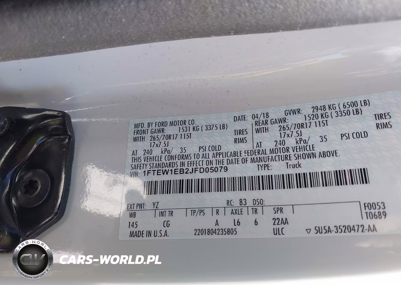 2018 Ford F-150 Xl VIN:1FTEW1EB2JFD05079 - 9