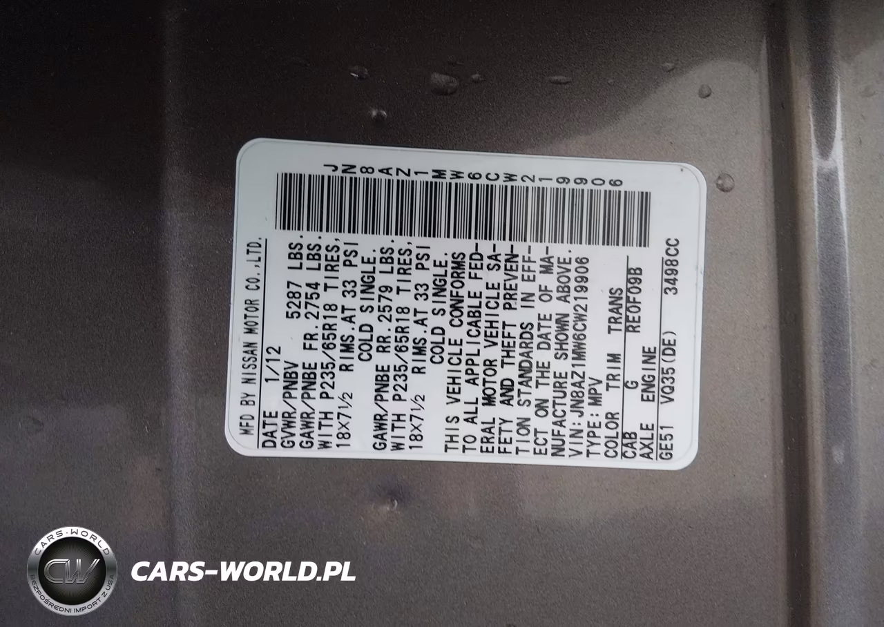 2012 Nissan Murano Sl VIN:JN8AZ1MW6CW219906 - 9