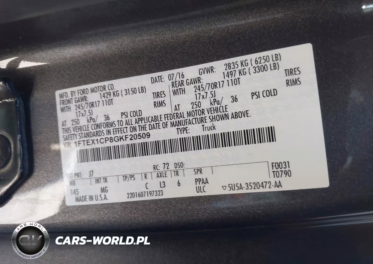 2016 Ford F-150 Xlt VIN:1FTEX1CP8GKF20509 - 9