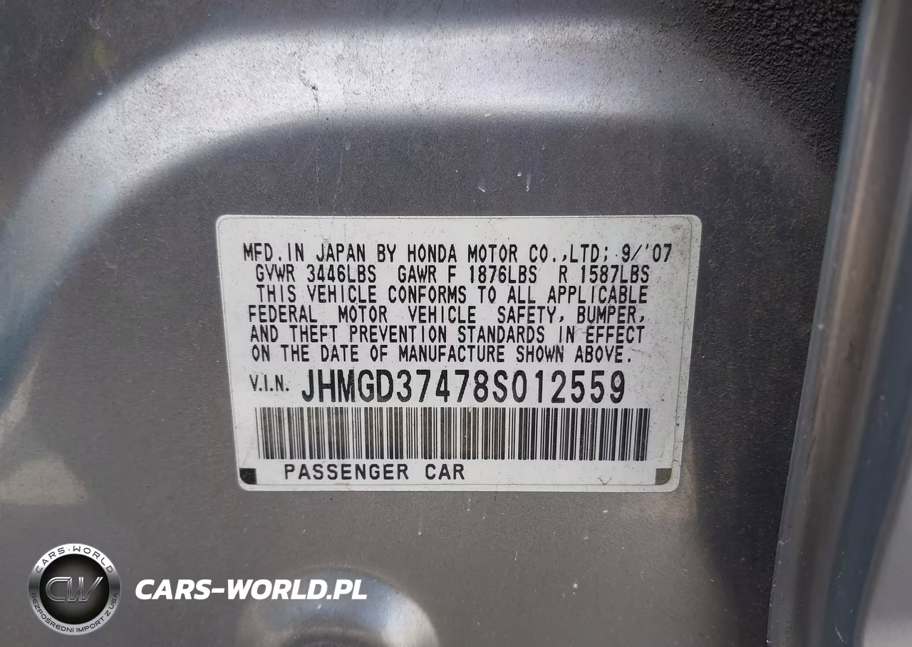 2008 Honda Fit VIN:JHMGD37478S012559 - 9