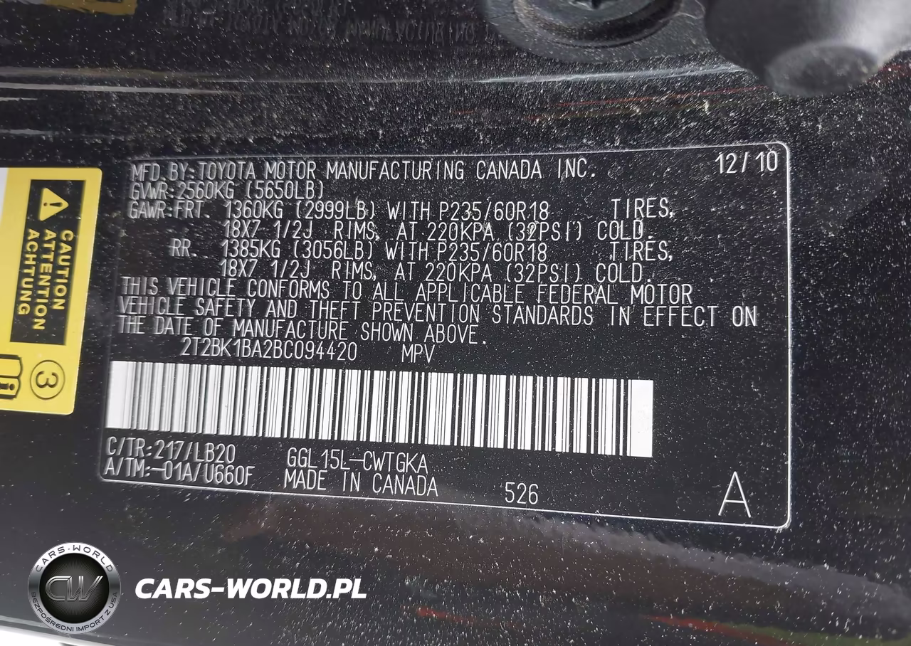 2011 Lexus Rx 350 VIN:2T2BK1BA2BC094420 - 9