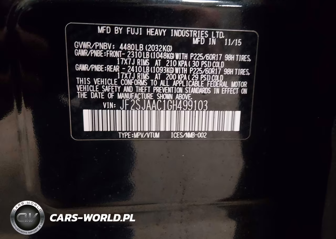 2016 Subaru Forester 2.5I VIN:JF2SJAAC1GH499103 - 9