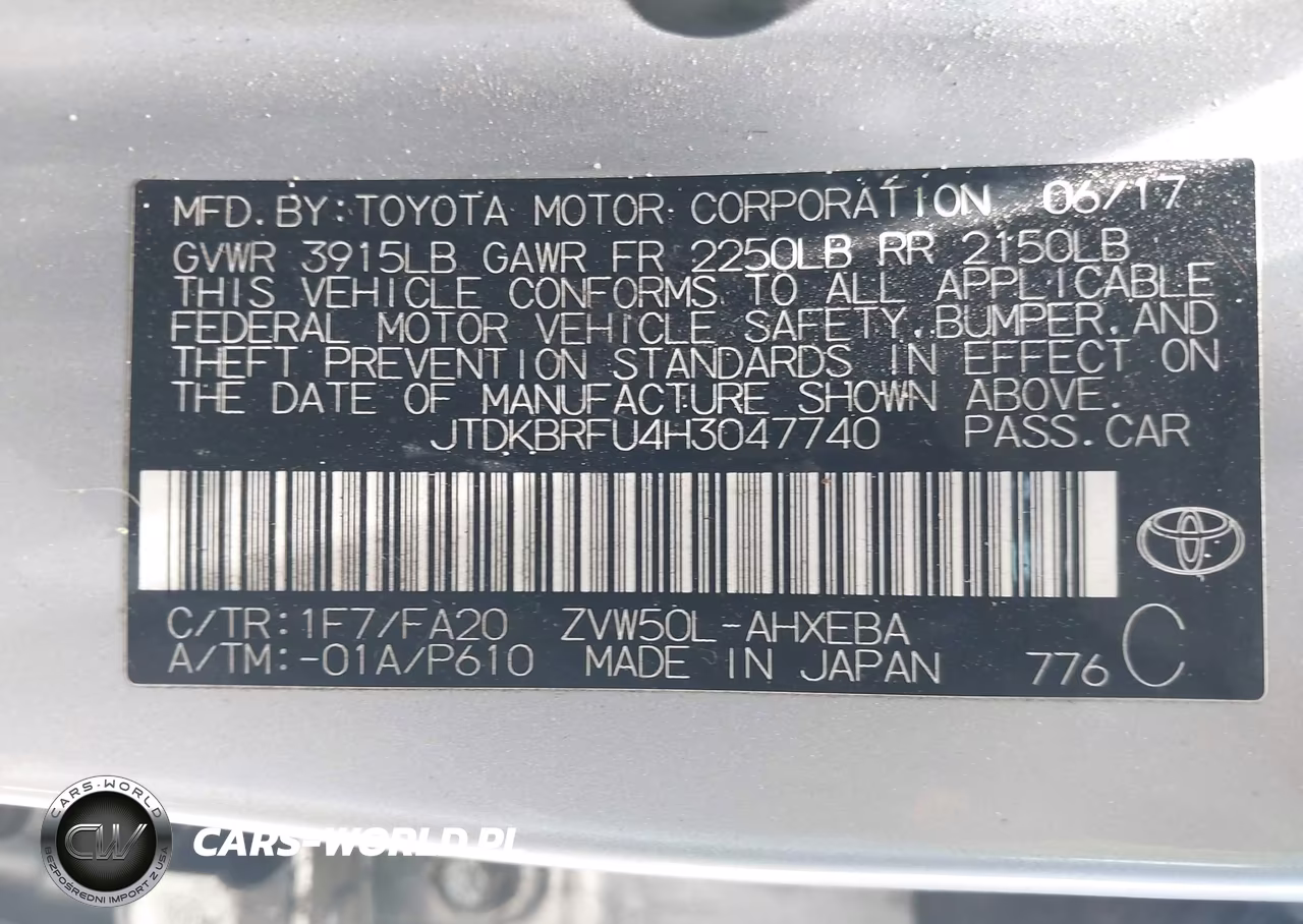 2017 Toyota Prius Two VIN:JTDKBRFU4H3047740 - 9