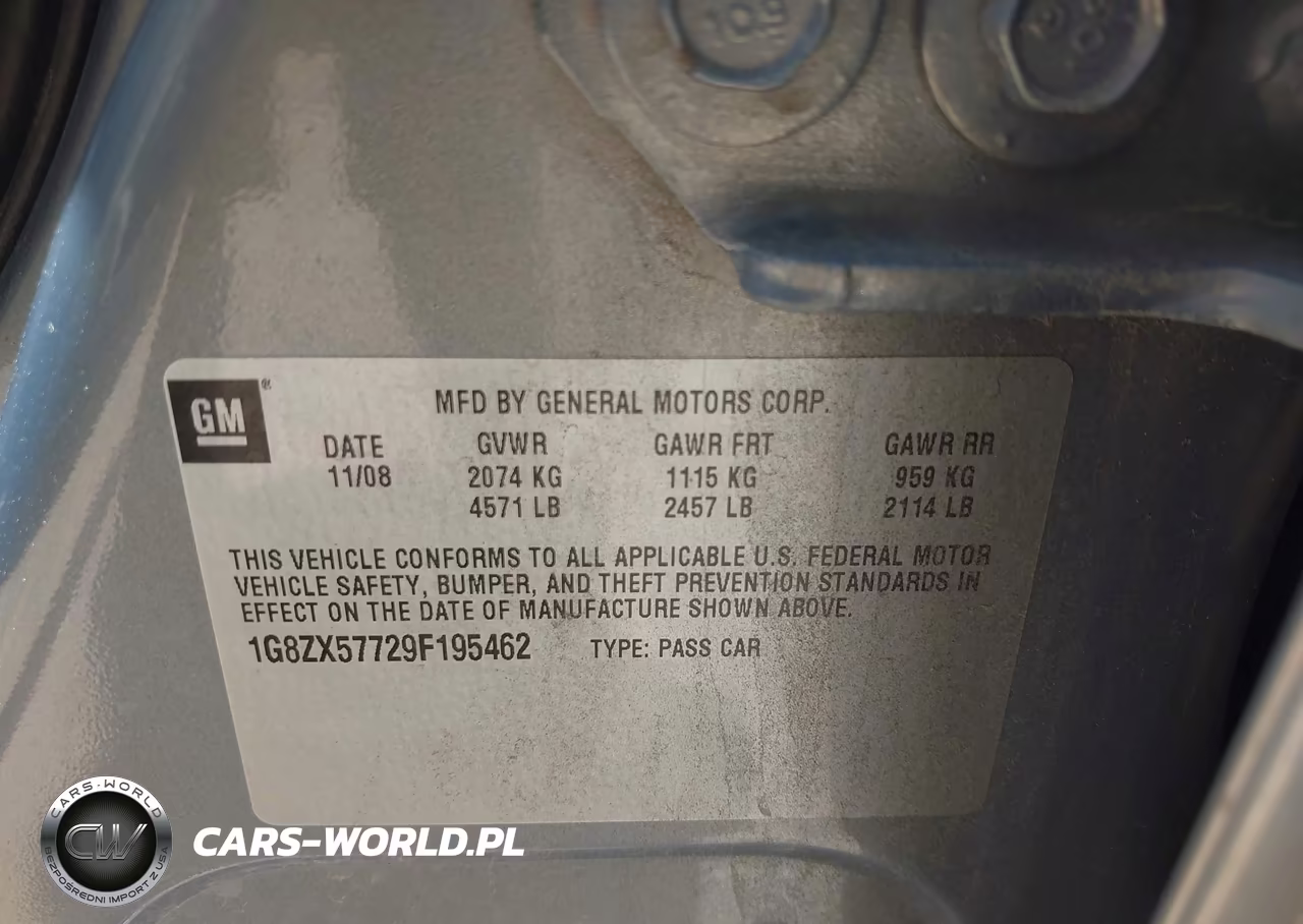 2009 Saturn Aura Xr VIN:1G8ZX57729F195462 - 9