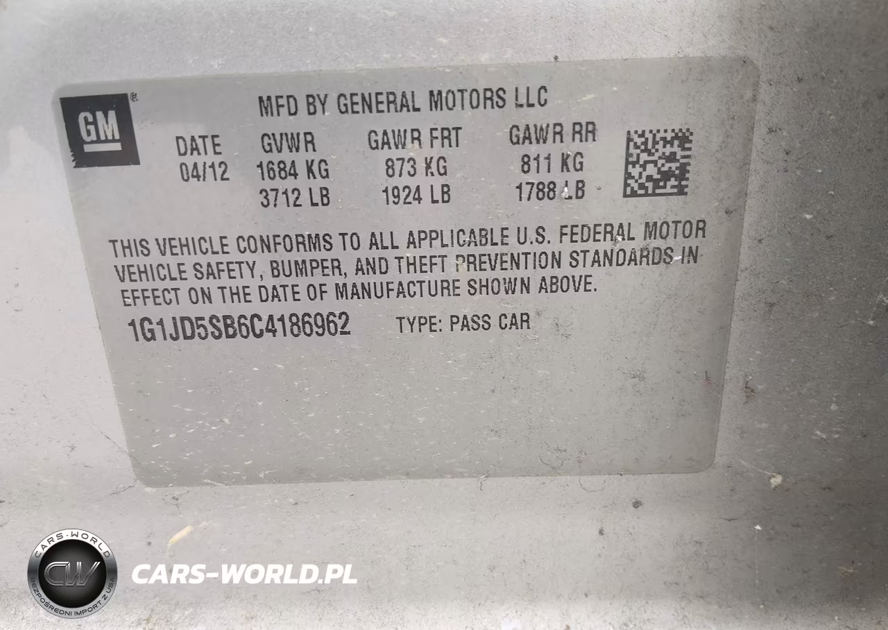 2012 Chevrolet Sonic 1Lt VIN:1G1JD5SB6C4186962 - 9