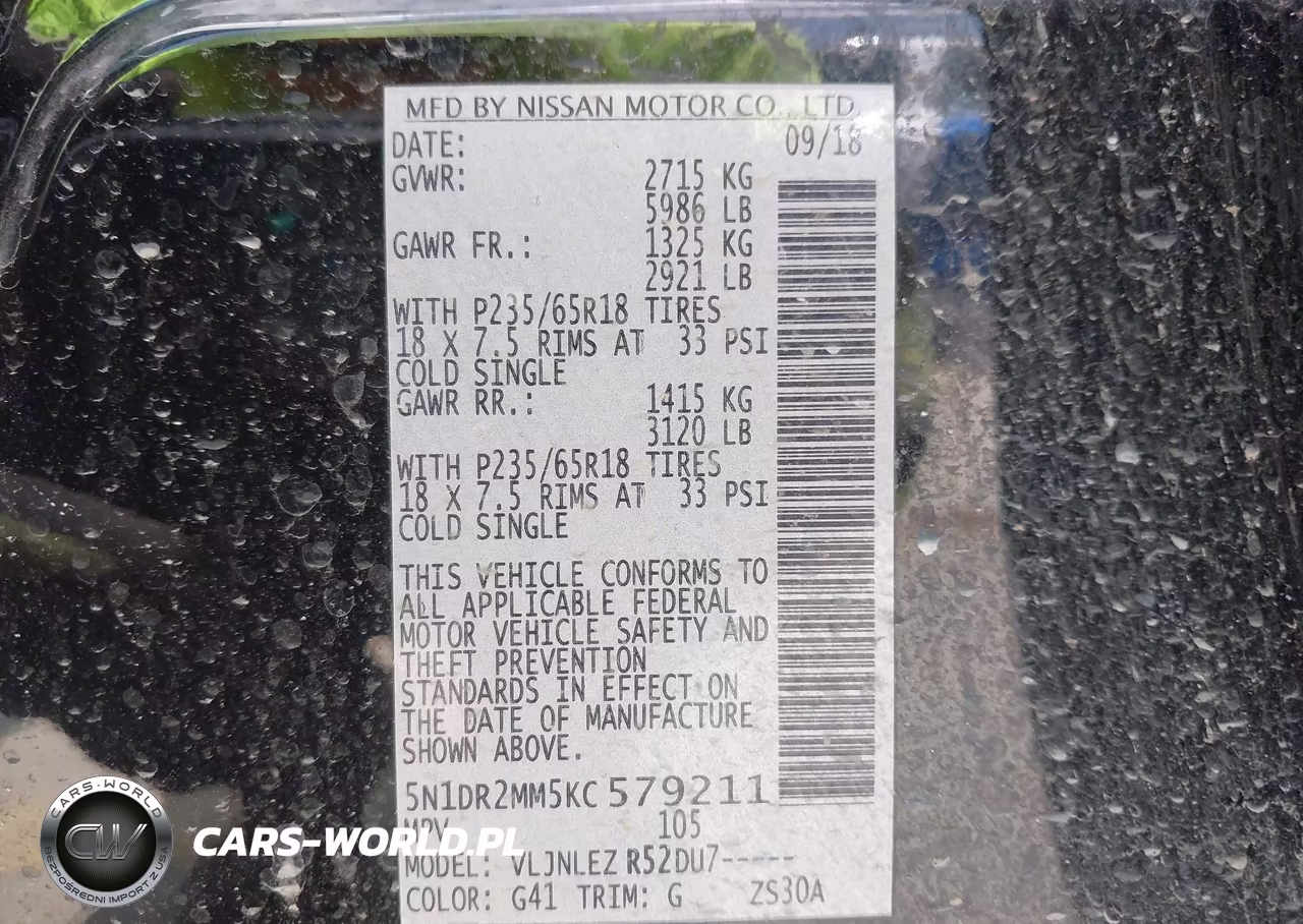 2019 Nissan Pathfinder Sv VIN:5N1DR2MM5KC579211 - 9