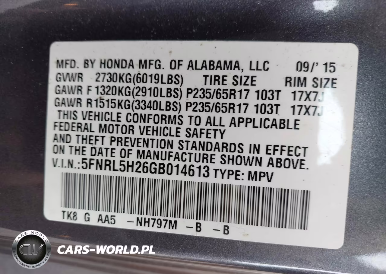 2016 Honda Odyssey Lx VIN:5FNRL5H26GB014613 - 9