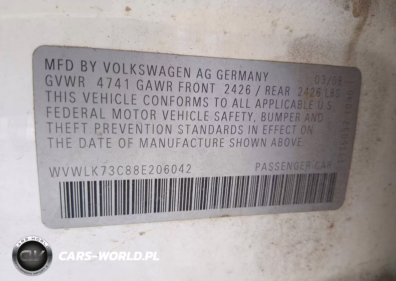 2008 Volkswagen Passat Komfort VIN:WVWLK73C88E206042 - 9