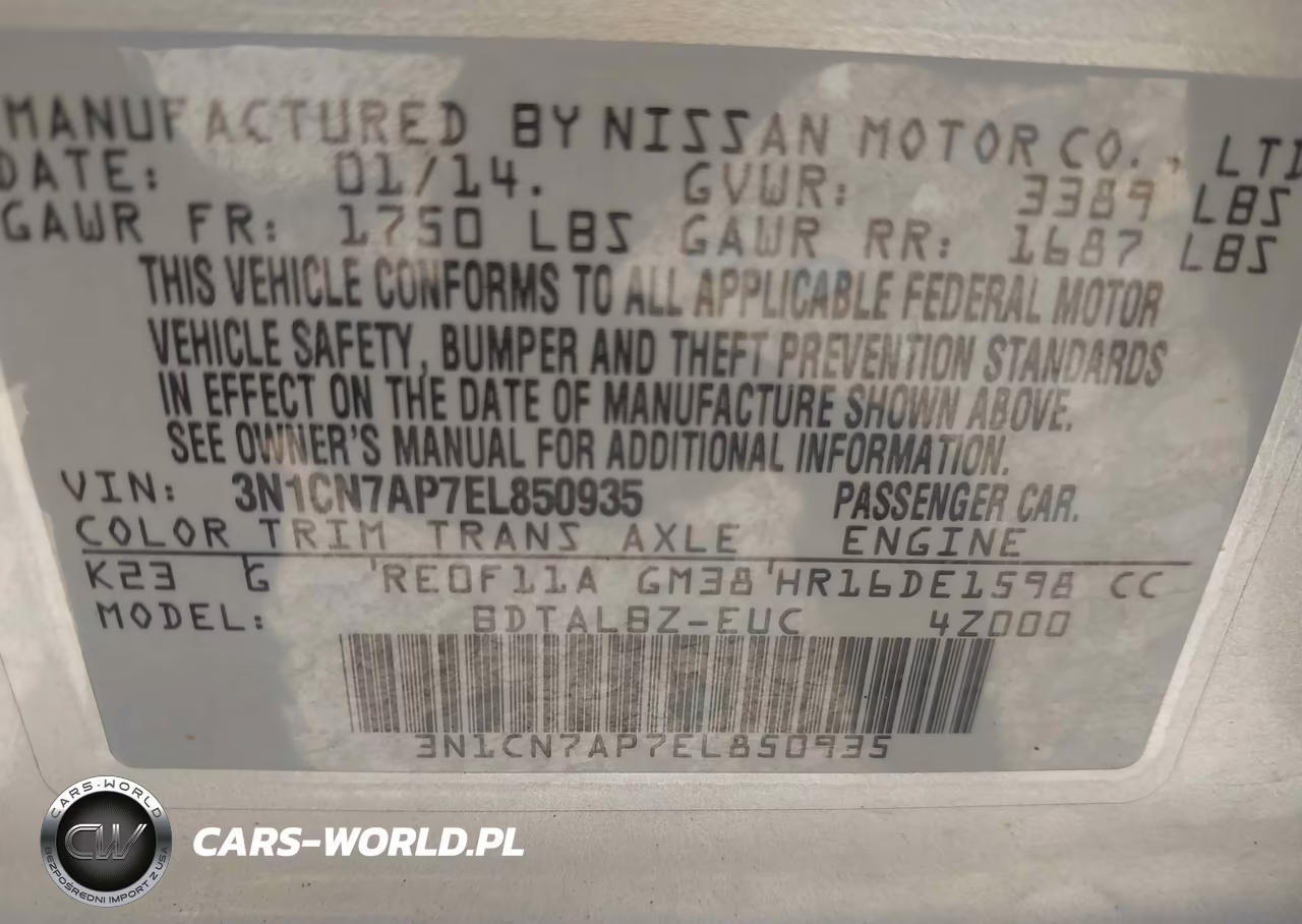 2014 Nissan Versa 1.6 Sv VIN:3N1CN7AP7EL850935 - 9