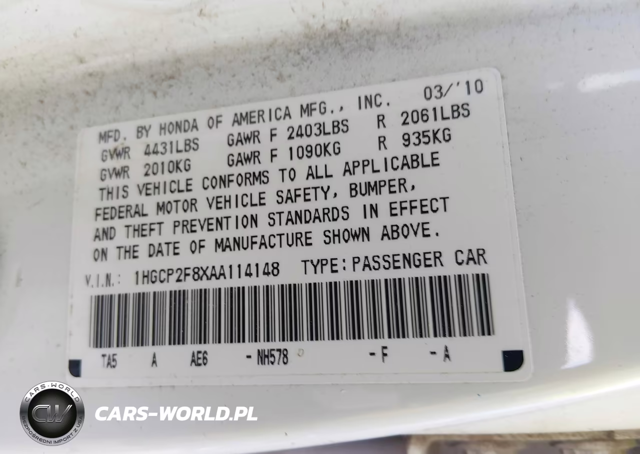 2010 Honda Accord 2.4 Ex-L VIN:1HGCP2F8XAA114148 - 9