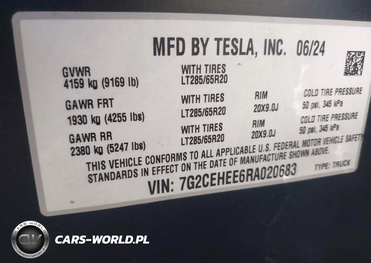 2024 Tesla Cybertruck Cyberbeast VIN:7G2CEHEE6RA020683 - 9