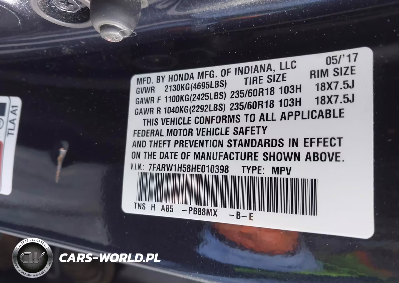 2017 Honda Cr-V Ex VIN:7FARW1H58HE010398 - 9