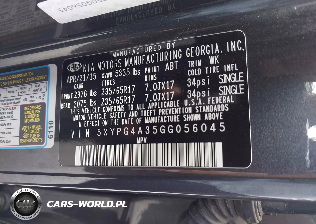 2016 Kia Sorento 2.4L Lx VIN:5XYPG4A35GG056045 - 9