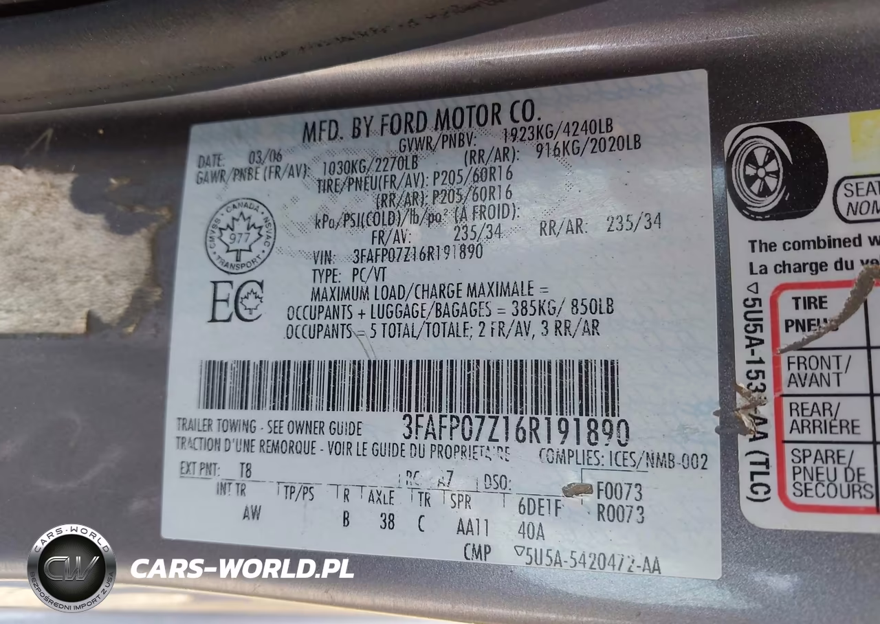 2006 Ford Fusion Se VIN:3FAFP07Z16R191890 - 9
