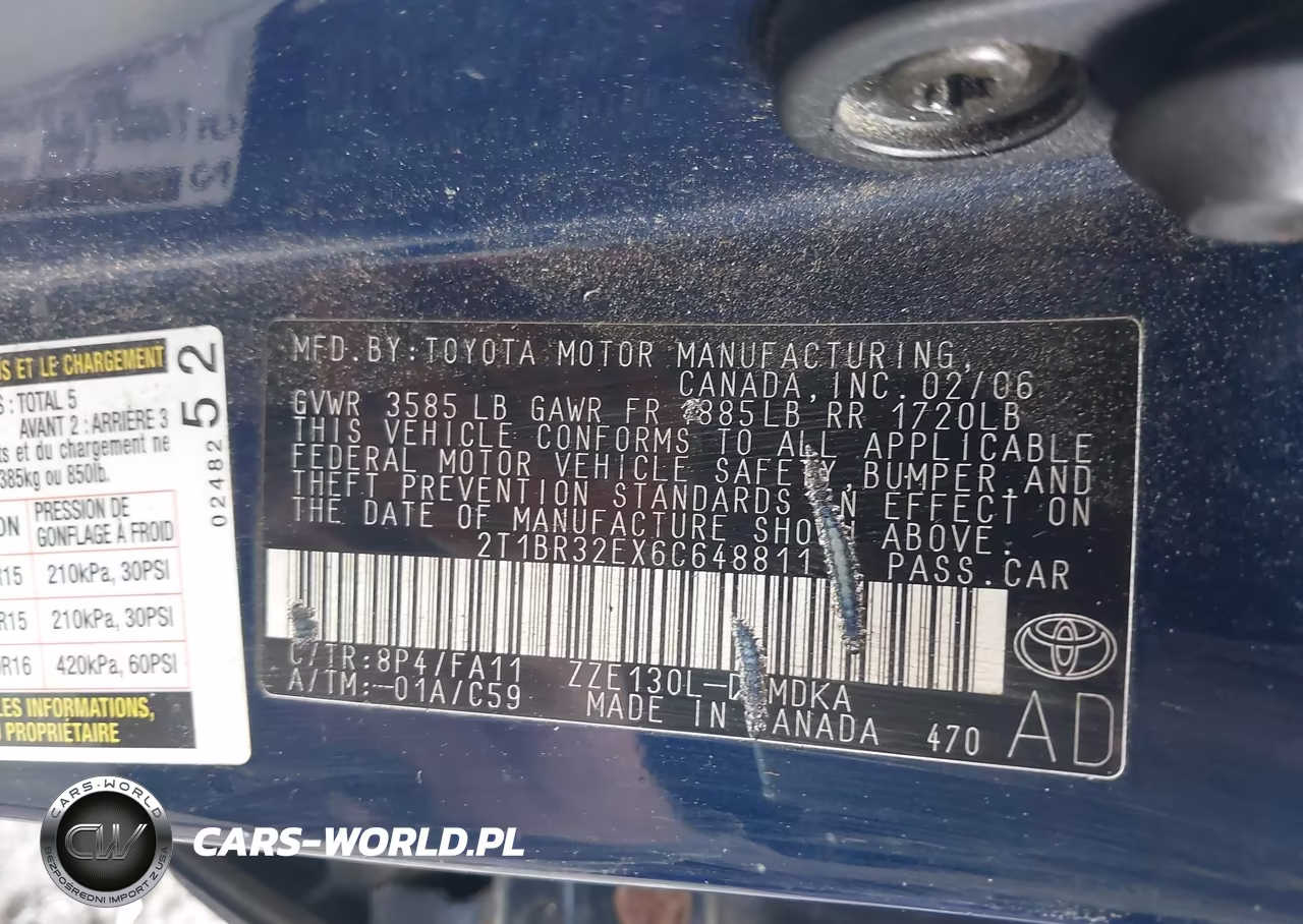 2006 Toyota Corolla Ce VIN:2T1BR32EX6C648811 - 9