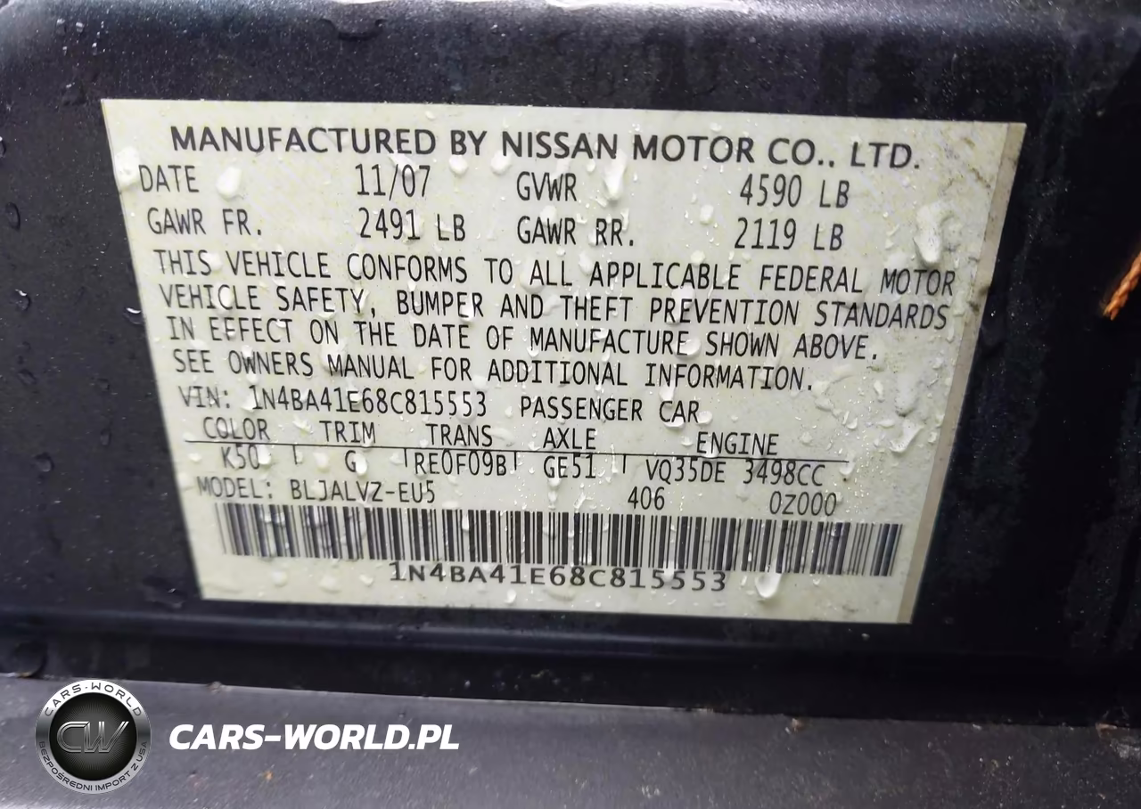2008 Nissan Maxima 3.5 Se VIN:1N4BA41E68C815553 - 9