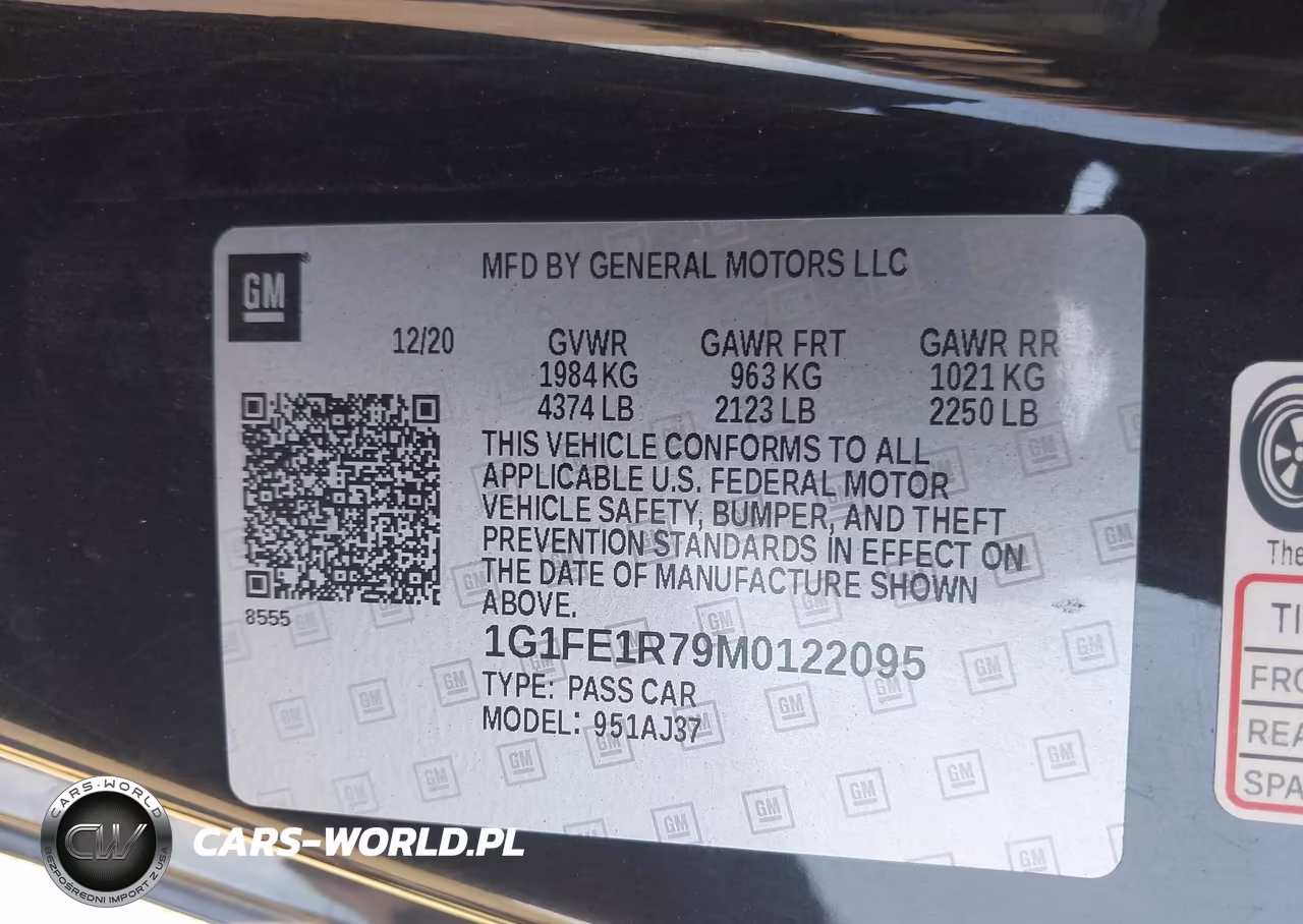 2021 Chevrolet Camaro Rwd Lt1 VIN:1G1FE1R79M0122095 - 9