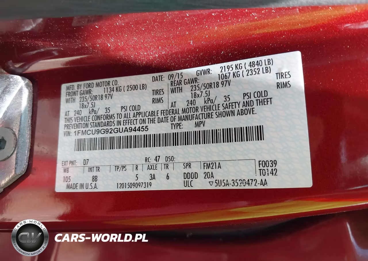 2016 Ford Escape Se VIN:1FMCU9G92GUA94455 - 9